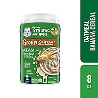 Gerber 2nd Foods Organic Grain & Grow Oatmeal Banana Baby Cereal Canister - 8 Oz - Image 1