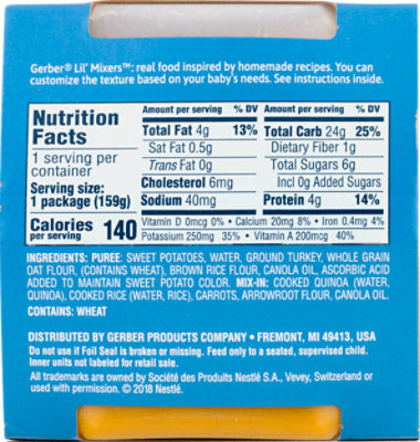 Gerber Lil Mixers Sweet Potato Turkey Mixed Grain Carrot - 5.6 Oz - Image 6