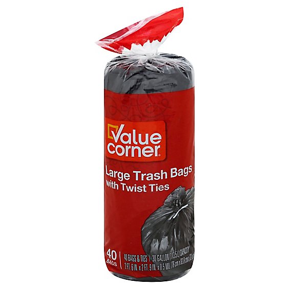 Value Corner Trash Bags 30gal - 40 Count