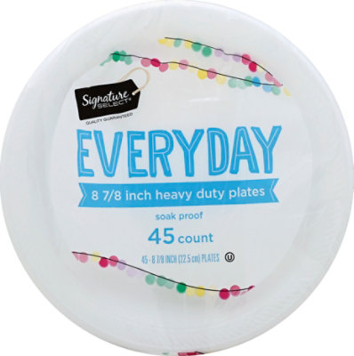 Value Corner/Signature SELECT Everyday Soak Proof 8 7/8 Inch White Plates - 45 Count - Image 2