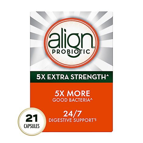 Align Probiotic Supplement Capsule Digestive Support 5x Extra Strength - 21 Count