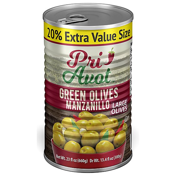 Pri Avot Green Manz Olives 17-20 Po - 23 Oz