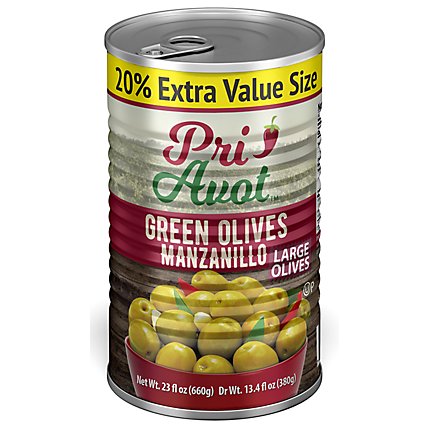 Pri Avot Green Manz Olives 17-20 Po - 23 Oz - Image 1