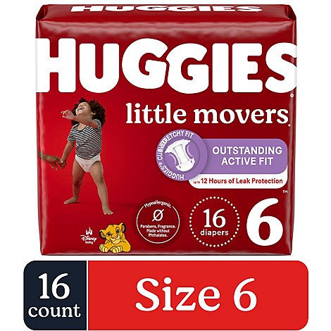 Huggies Little Movers Size 6 Baby Diapers - 16 Count