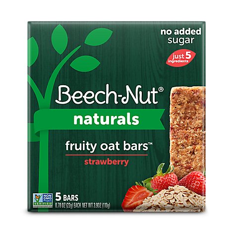 Beech-Nut Naturals Toddler Snack Fruity Oat Bars Stage 4 Strawberry - 5-0.78 Oz