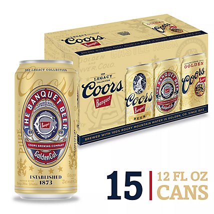 Coors Banquet Lager Beer 5% ABV Cans - 18-16 Oz - Image 1