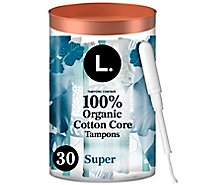 L. Organic Cotton Compact Tampons Super Absorbency - 30 Count