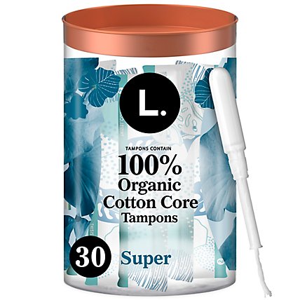 L. Organic Cotton Compact Tampons Super Absorbency - 30 Count - Image 1