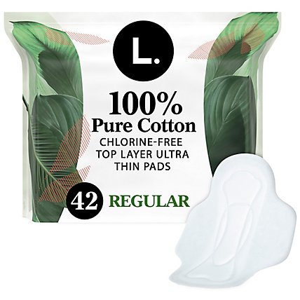 L. Chlorine Free Regular Absorbency Ultra Thin Pads - 42 Count - Image 2