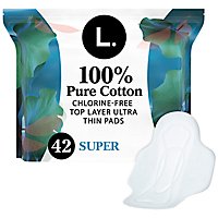 L. Chlorine Free Ultra Thin Pads Super Absorbency Organic Cotton - 42 Count - Image 2