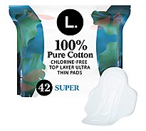 L. Chlorine Free Ultra Thin Pads Super Absorbency Organic Cotton - 42 Count