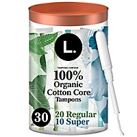 L. Organic Cotton Compact Tampons Regular/Super Absorbency Duo Pack - 30 Count - Image 1