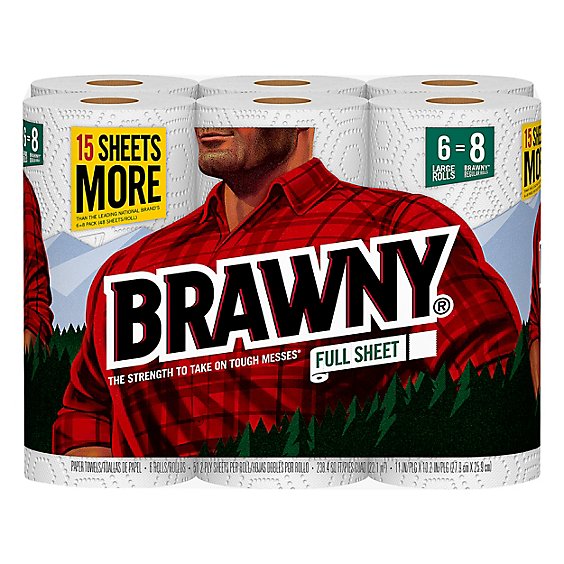 Brawny Paper Towels Full Large Roll White - 6 Roll