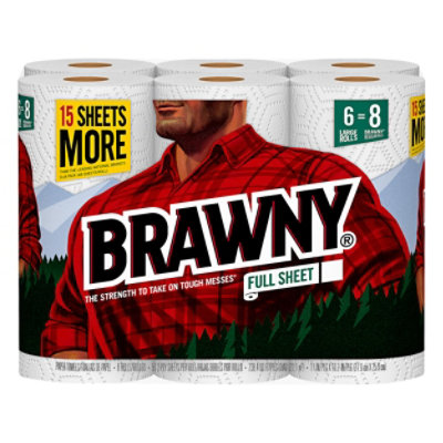 Brawny Paper Towels, 6 XL Rolls, Pick-A-Size, White, 6 = 12 Regular Rolls