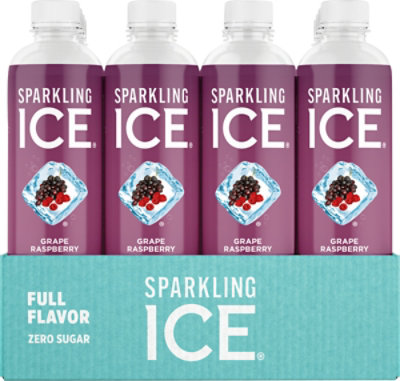 Sparkling Ice Grape Raspberry Sparkling Water Juice 12-17 fl. oz. Bottles - Image 3