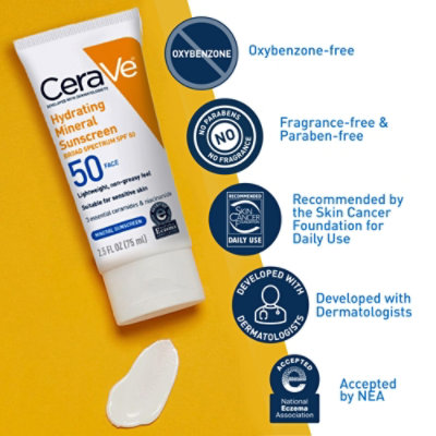 CeraVe SPF 50 Hydrating Sunscreen Face Lotion - 2.5 Oz - Image 3