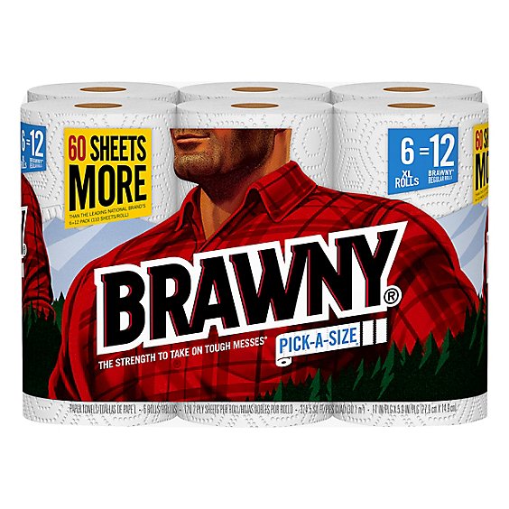 Brawny Paper Towels Pick A Size XL Roll White - 6 Roll