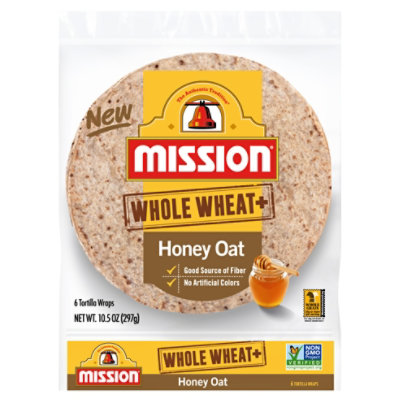 Mission Foods Whole Wheat Honey Oat - 6 Count