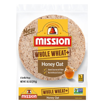 Mission Foods Whole Wheat Honey Oat - 6 Count