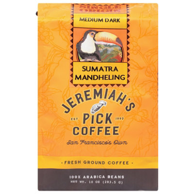 Jeremiahs Pick Coffee Sumatra Ground Dark Roast - 10 Oz
