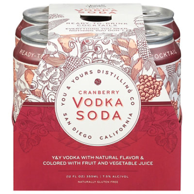 You & Yours Distilling Co Cranberry Vodka Soda Rtd - 4-12 Oz