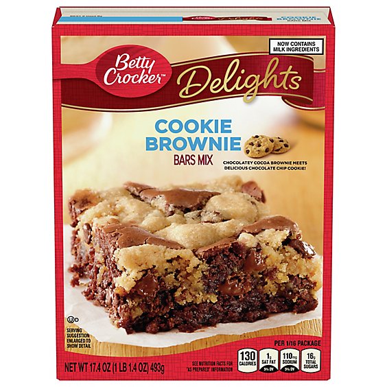 Betty Crocket Delights Bars Mix Cookie Brownie - 17.4 Oz