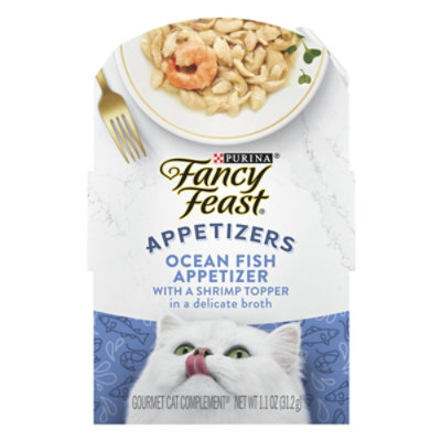 Fancy Feast Cat Food Wet Appetizers Oceanfish Shrimp 1.1 Oz shaws