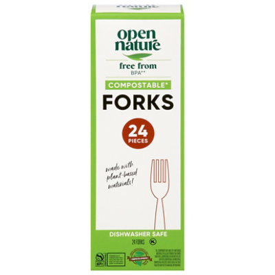 Open Nature Cutlery Forks Compostable - 24 Count - Image 2