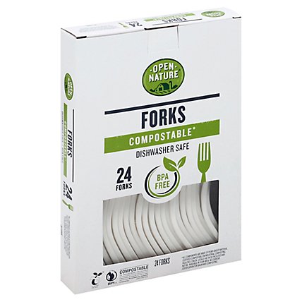 Open Nature Cutlery Forks Compostable - 24 Count - Image 1