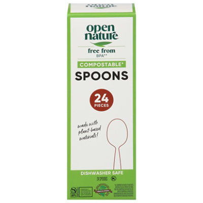 Open Nature Cutlery Spoons Compostable - 24 Count - Image 1