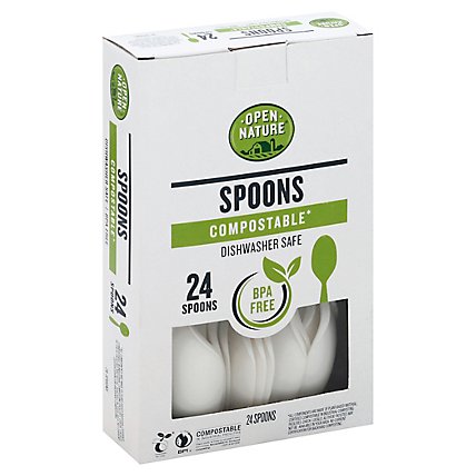 Open Nature Cutlery Spoons Compostable - 24 Count - Image 1