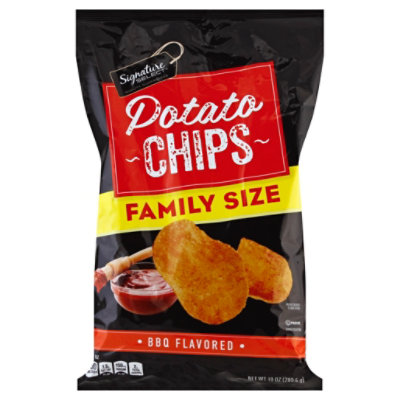 Signature Select Chips Potato Bbq Flvrd Family Size - 10 Oz
