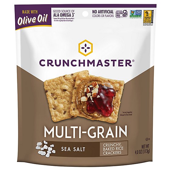 Crunchmaster Multi-Grain Baked Rice Crackers Sea Salt - 4 Oz