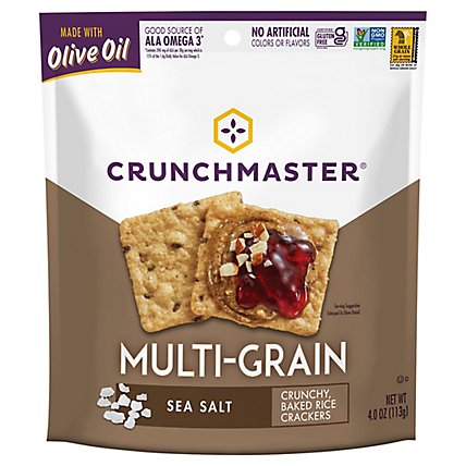 Crunchmaster Multi-Grain Baked Rice Crackers Sea Salt - 4 Oz - Image 1