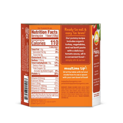 Happy Tot Organics Turkey Bolognese Lentil Pasta Bowl - 4.5 Oz - Image 2