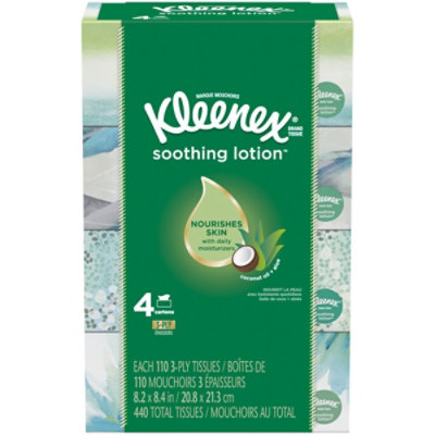 Kleenex Soothing Lotion Facial Tissues Flat Box - 4-110 Count - Image 3