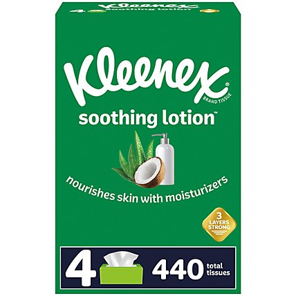 Kleenex Soothing Lotion Facial Tissues Flat Box - 4-110 Count - Image 1