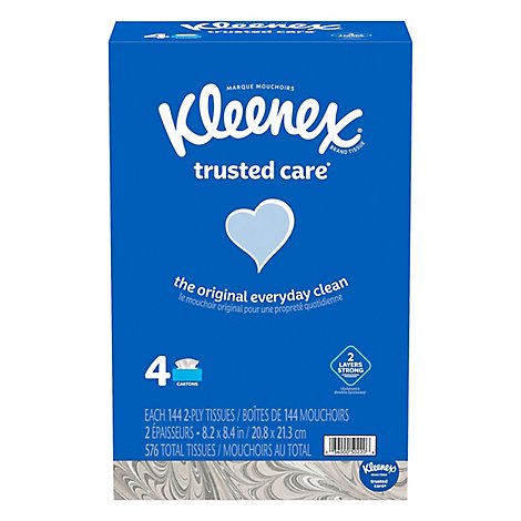 Kleenex Trusted Care Facial Tissue Flat Box - 4-144 Count