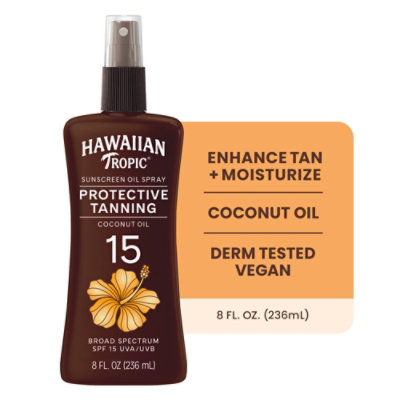 Hawaiian Tropic Protective Tanning Oil Spray Sunscreen SPF 15 - 8 Oz - Image 1