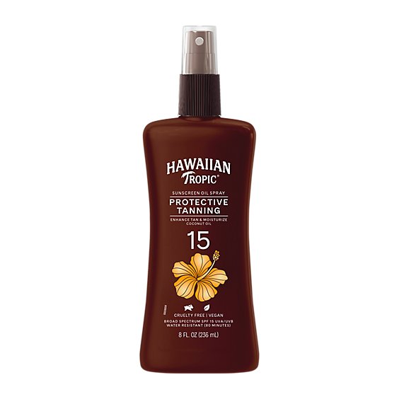 Hawaiian Tropic Protective Tanning Oil Spray Sunscreen SPF 15 - 8 Oz