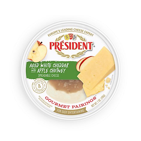 President Aged White Cheddar With Apple Chutney Spread - 7 Oz