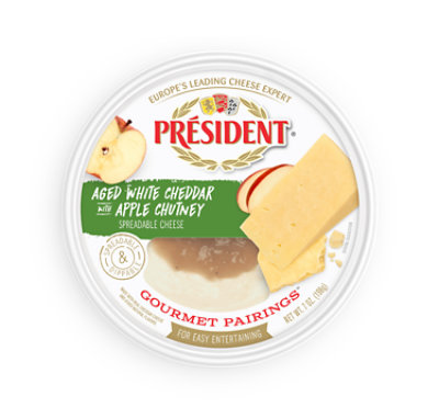 President Aged White Cheddar With Apple Chutney Spread - 7 Oz