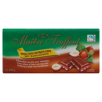 Maitre Truffout Milk Choc W/Hazelnut - 3.53 Oz - Image 1