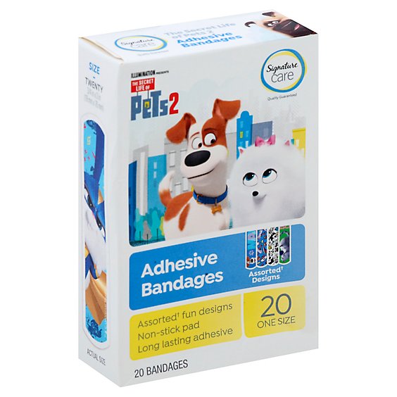 Signature Care Adhesive Bandages Secret Life Of Pets One Size - 20 Count