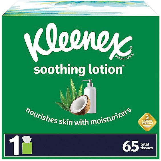 Kleenex Soothing Lotion Facial Tissues Cube Box - 65 Count