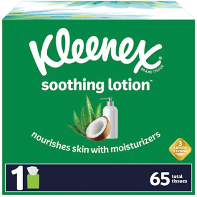 Kleenex Soothing Lotion Facial Tissues Cube Box - 65 Count