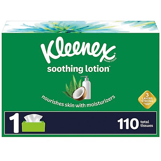 Kleenex Soothing Lotion Facial Tissues Flat Box - 110 Count