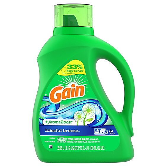 Gain Plus Aroma Boost Blissful Breeze Scent Liquid Laundry Detergent 64 Loads - 100 Fl. Oz.