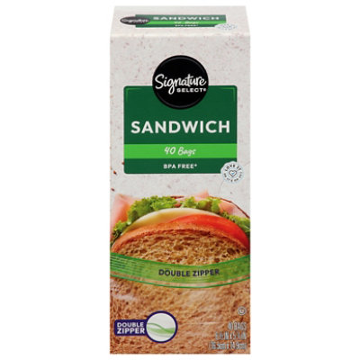 Signature SELECT Bags Sandwich Click & Lock Double Zipper - 40 Count