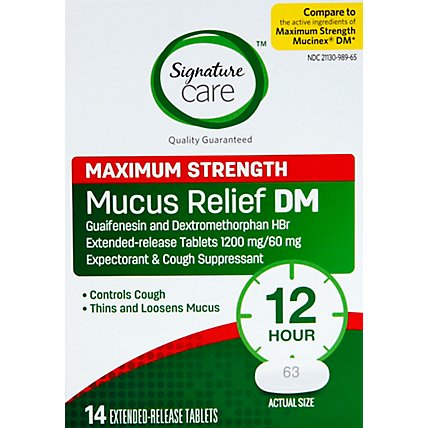 Signature Care Mucus Relief DM 1200mg Maximum Strength Extended Release Tablet - 14 Count - Image 2